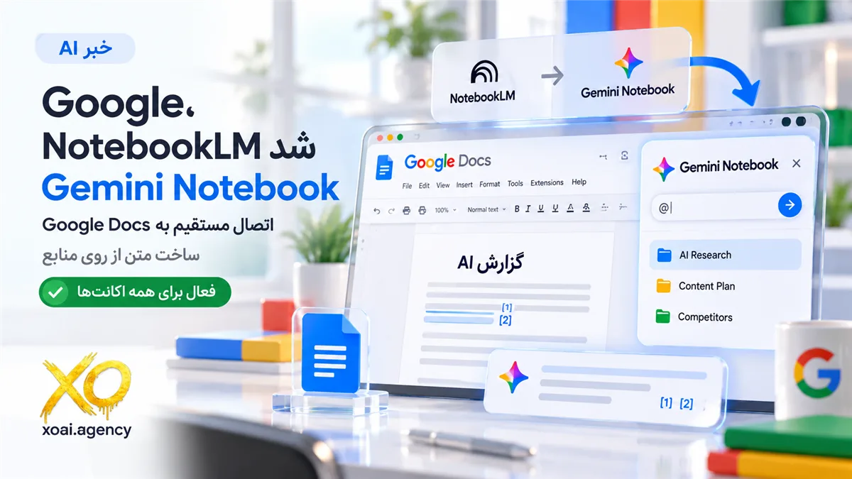 کاور خبر Gemini Notebook؛ اتصال به Google Docs با لوگوی NotebookLM و Gemini کنار هم